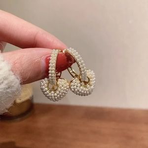 Imitation Pearl Heart Earrings